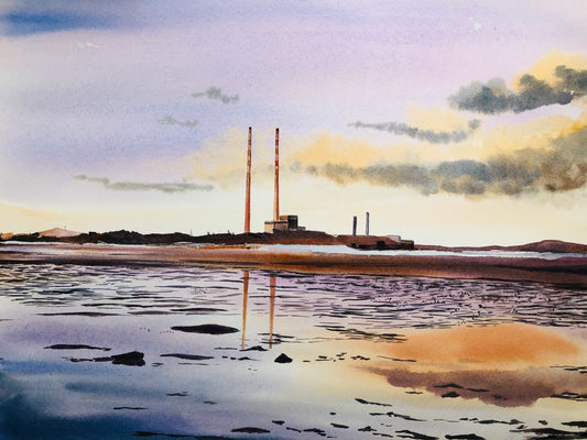 Poolbeg Chimneys at Dawn - Original Painting